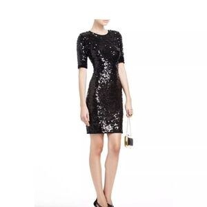 BCBGMAXAZRIA BLACK NYLON SEQUINED DRESS